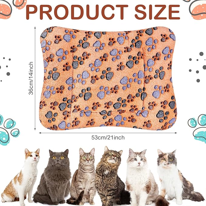 4 Pack Ultra Soft Dog Cat Bed Mat with Cute Prints Reversible Fleece Dog Crate Kennel Pad Cozy Washable Thickened Hamster Guinea Pig Bed Pet Bed Mat for Small Animals (Vivid Color,21 x 14 Inches)