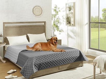 gogobunny 100% Double Sided Waterproof Dog Blanket Soft Pet Bed Cover Reversible Protect Furniture Couch Sofa Car for Puppy Cat Kids (Dark Grey/Light Grey 30x30 Inch 1))