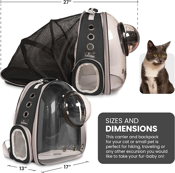 LaLuz2021 Cat Backpack Bubble Dog Carrier Pet Bag - Expandable Tent Double Bubble Capsule Backpacks - Plush Mat and Built-in Leash Clip Cat Carrier Dog Backpack Carrier