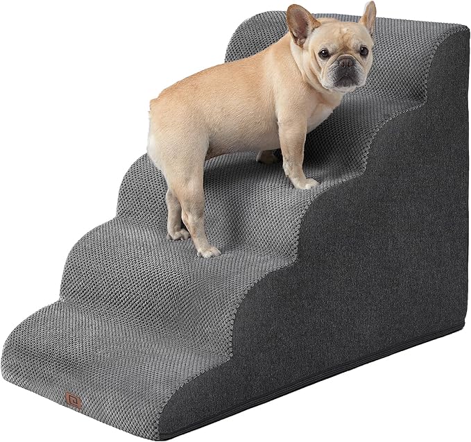 EHEYCIGA Curved Dog Stairs for High Beds 5-Step Extra