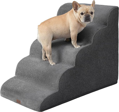 EHEYCIGA Curved Dog Stairs for High Beds 5-Step Extra