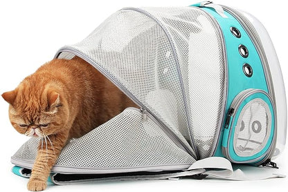 Lollimeow Cat Carrier Backpack, Bubble Expandable Backpack Carrier, Pets and Small Dogs,Airline-Approved, Designed for Travel, Hiking, Walking & Outdoor Use (Back Expandable-Green)