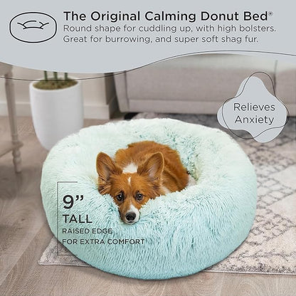 Best Friends by Sheri The Original Calming Donut Cat and Dog Bed in Shag Fur Baby Blue 30"