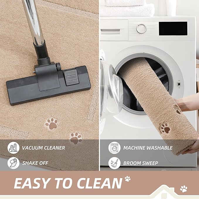 BEQHAUSE Dog Door Mat for Muddy Paws Dirt Trapper Absorbent Indoor Door Mats Non-Slip Washable Entryway Rug Low-Profile Welcome Dog Mat Polyester Mud Mat for Dogs and Wet Shoes 24"x36"