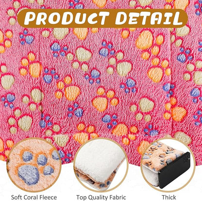 5 Pcs Guinea Pig Bed Mat Cute Cats Paw Print Blanket Bed for Small Animal Winter Soft Plush Bunny Dog Cat Bed Thickened Washable Reversible Fleece Crate Bed Mat Hamster Bedding (21 x 14 Inch)