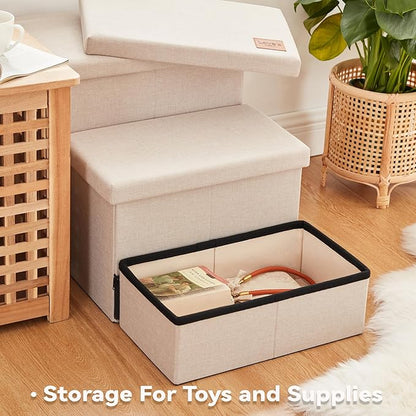 Love's cabin Dog Stairs for Small Medium or Large Dogs with Storage and Adjustable Steps 3-Step Gray 200 lbs,