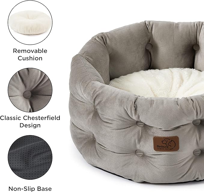 Bedsure Round Cat Beds for Indoor Cats 20x20x9inches, Neutral