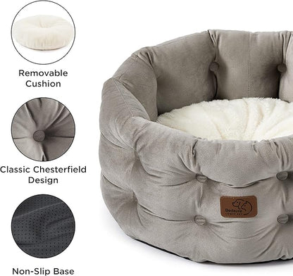 Bedsure Round Cat Beds for Indoor Cats 20x20x9inches, Neutral