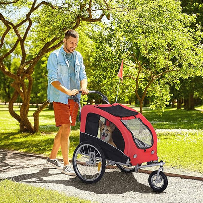 Aosom Dog Bike Trailer 2-in-1 Pet Stroller