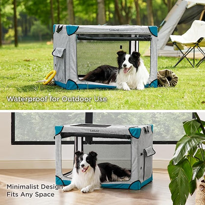 Lesure Cute Soft Collapsible Dog Crate 36 Inch 4-Door Foldable