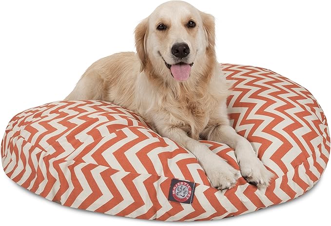 Burnt Orange Chevron Large Round Indoor Outdoor Pet