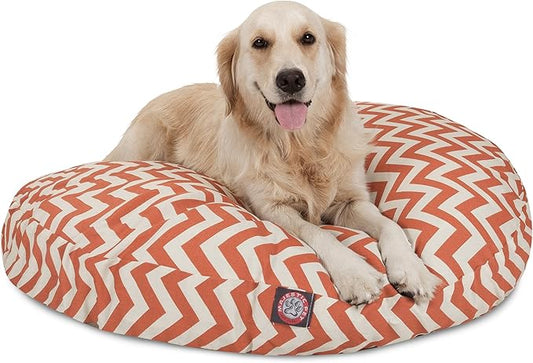 Burnt Orange Chevron Large Round Indoor Outdoor Pet