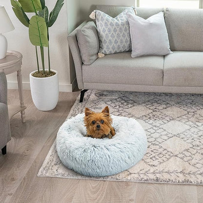 Best Friends by Sheri The Original Calming Donut Cat and Dog Bed in Shag Fur Frost 18"