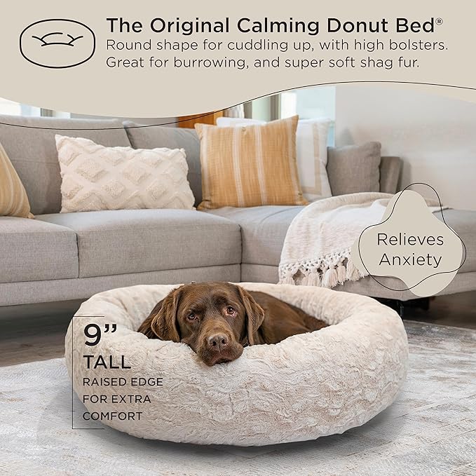 Best Friends by Sheri The Original Calming Donut Cat and Dog Bed in Lux Fur Oyster 36"
