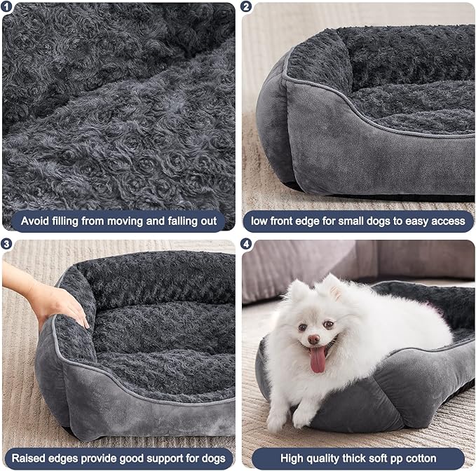 JOEJOY Rectangle Dog Bed for Large Medium Small Dogs Machine Washable Sleeping Dog Sofa Bed Non-Slip Bottom Breathable Soft Puppy Bed Durable Orthopedic Calming Pet Cuddler