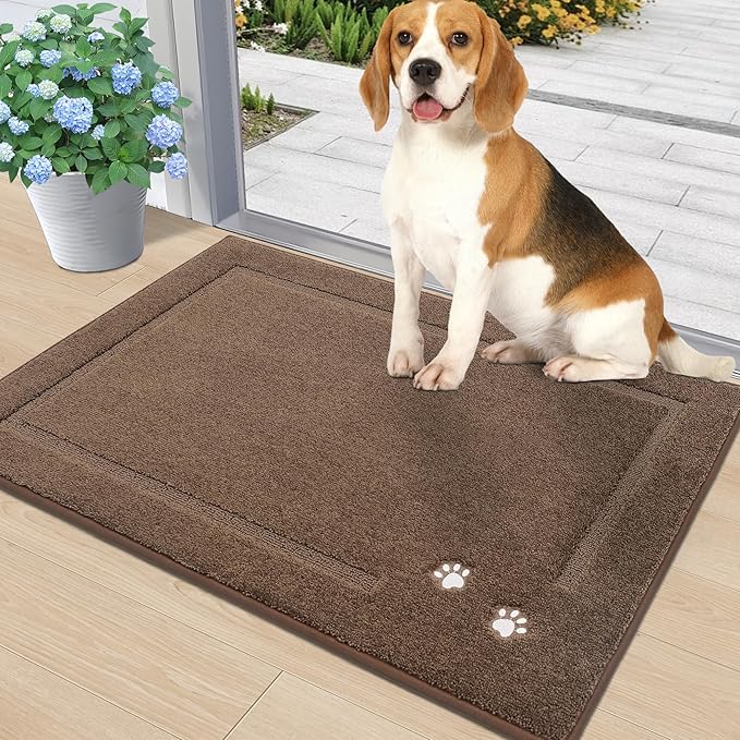 BEQHAUSE Dog Door Mat for Muddy Paws Absorbent Dirt Trapper Entryway Rug Non-Slip Washable Dog Welcome Mat Soft Mud Mat for Dogs Entry Indoor Door Mat for Inside Floor 20"x32"