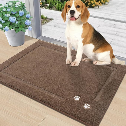 BEQHAUSE Dog Door Mat for Muddy Paws Absorbent Dirt Trapper Entryway Rug Non-Slip Washable Dog Welcome Mat Soft Mud Mat for Dogs Entry Indoor Door Mat for Inside Floor 20"x32"