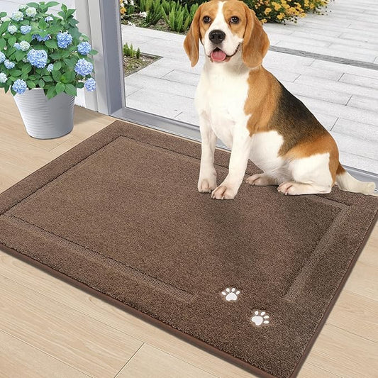BEQHAUSE Dog Door Mat for Muddy Paws Absorbent Dirt Trapper Entryway Rug Non-Slip Washable Dog Welcome Mat Soft Mud Mat for Dogs Entry Indoor Door Mat for Inside Floor 20"x32"