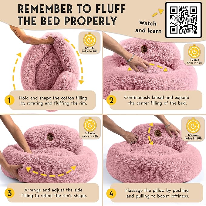 PetJett Calming Dog Bed for Medium Dogs 30'' Donut 45 lbs,