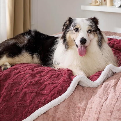 Bedsure Waterproof Dog Blankets for Large Dogs 50"x60", Burgundy