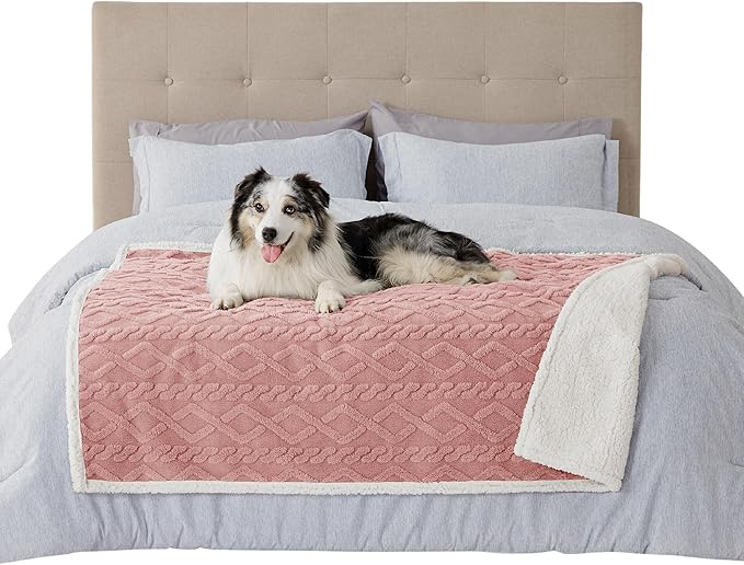 Bedsure Waterproof Dog Blankets for Large Dogs 50"x60", Pink