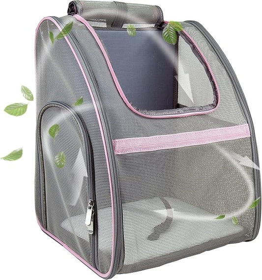 Pet Carrier Backpack, Ventilated and Breathable for Cats Dogs, Collapsible Designed for Travel, Hiking & Outdoor Use Pink