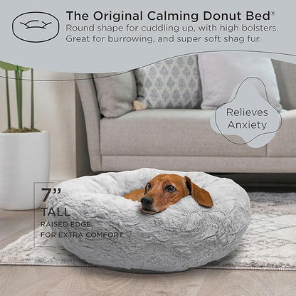 Best Friends by Sheri The Original Calming Donut Cat and Dog Bed in Lux Fur Gray 23"