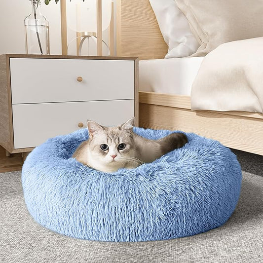 WESTERN HOME WH Calming Dog Bed & Cat Bed, Anti-Anxiety Donut Dog Cuddler Bed, Warming Cozy Soft Dog Round Bed, Dog Cat Cushion Bed for Small Medium Dogs and Cats