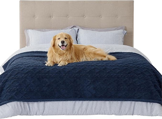 Bedsure Waterproof Dog Blankets for Large Dogs 60x80, Navy