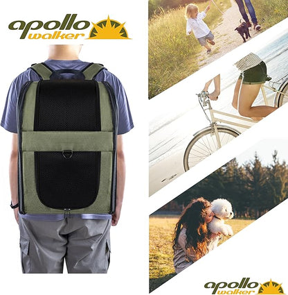 Apollo Walker Pet Carrier Backpack for Large/Small Cats and Dogs, Puppies, Safety Features and Cushion Back Support for Travel, Hiking, Outdoor Use (Green)