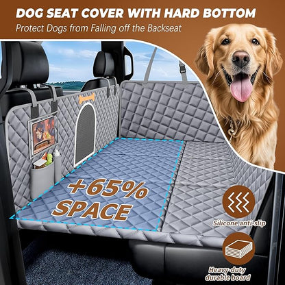 Dog Car Seat Cover for Back Seat Hard Bottom 100% Waterproof,