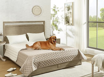 gogobunny 100% Double Sided Waterproof Dog Blanket Soft Pet Bed Cover Reversible Protect Furniture Couch Sofa Car for Puppy Cat Kids (Dark Beige/Light Beige 30x70 Inch 1))