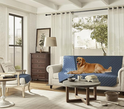 gogobunny 100% Double Sided Waterproof Dog Blanket Soft Pet Bed Cover Reversible Protect Furniture Couch Sofa Car for Puppy Cat Kids (Dark Blue/Light Blue 40x50 Inch 1))