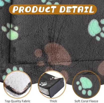 4 Pack Ultra Soft Dog Cat Bed Mat with Cute Prints Reversible Fleece Dog Crate Kennel Pad Cozy Washable Thickened Hamster Guinea Pig Bed Pet Bed Mat for Small Animals (Black,23 x 18 Inches)