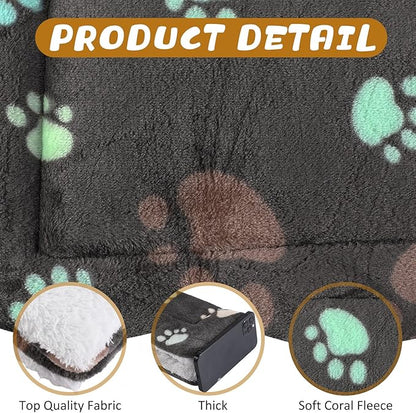 4 Pack Ultra Soft Dog Cat Bed Mat with Cute Prints Reversible Fleece Dog Crate Kennel Pad Cozy Washable Thickened Hamster Guinea Pig Bed Pet Bed Mat for Small Animals (Black,13 x 10 Inches)