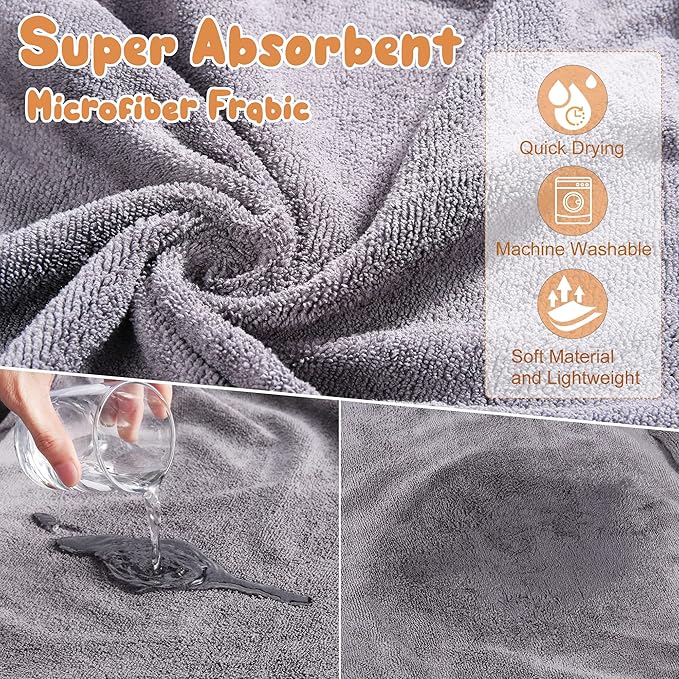 Microfibre Dog Bathrobe Dog Towel Wrap Super Absorbent Dog Drying Coat Bath Robe for Puppy, Medium & Large Dogs, Fast Drying, Adjustable, for Pet Dogs & Cats