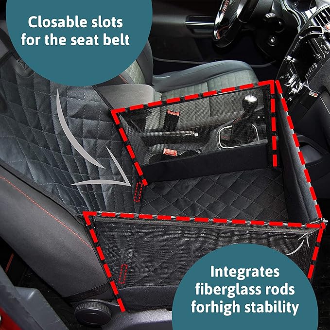 Dog Car Seat for Front Seat – 17.7165" 17.7165" x 22.8346" and 12.9921" on