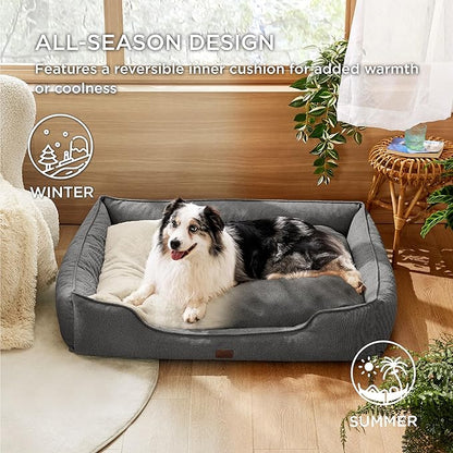 Bedsure Washable Dog Bed for Extra Large Dogs 42x30x10inches, Grey