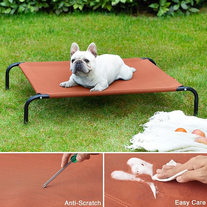 Love's cabin Elevated Cooling Dog Bed for Medium Dogs Beach,Orange,43 inches