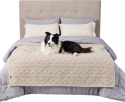 Bedsure Waterproof Dog Blankets for Large Dogs 50"x60", Cream