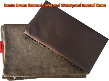 Dogbed4less Do It Yourself DIY Pet Bed Pillow Duvet Denim Cover + Waterproof Internal case for Dog/Cat at Large 48"X29" Brown Color