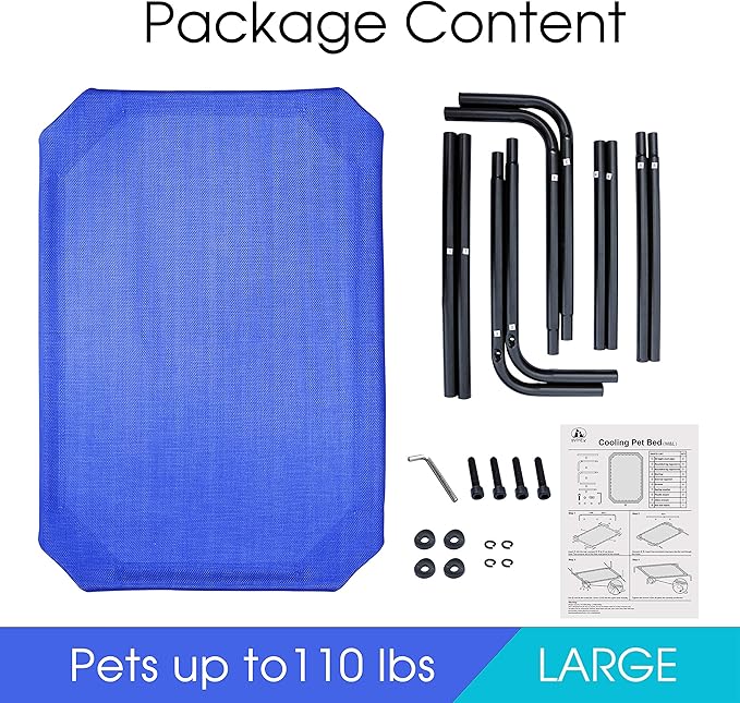 PHYEX Heavy Duty Steel-Framed Portable Elevated Pet Bed 50.5" L 30.5" W 7.8" H(L,