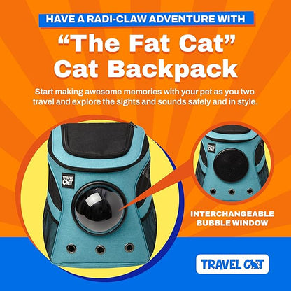 Fat Cat Backpack Carrier - Airline Approved Cat Carrier with Space Capsule Bubble for for Small Cats, Kitten - Premium Aqua Cat Carrier Backpack for Outdoor, Travel, Hiking, Pet Supplies