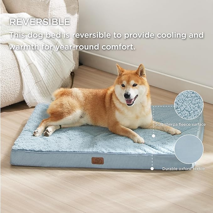 Bedsure Large Dog Bed for Large Dogs 75lbs, Light