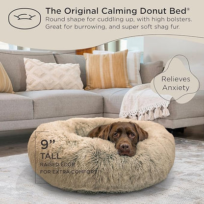 Best Friends by Sheri The Original Calming Donut Cat and Dog Bed in Shag Fur Taupe 36"