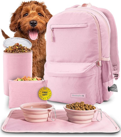 The Original Doggy Bag™ Backpack by Rubyloo - Dog Travel Bag Backpack for Dog Supplies with 2 Travel Dog Bowls, Treat Bag, Food Container, Placemat & Laptop Sleeve - Dog Diaper Bag for Dog Moms