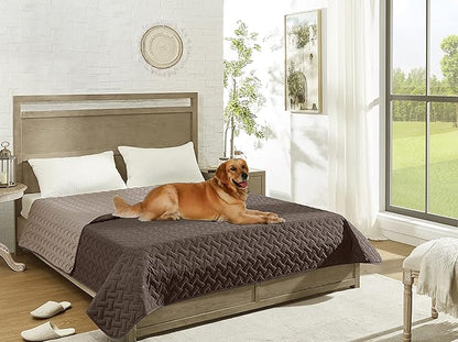 gogobunny 100% Double Sided Waterproof Dog Blanket Soft Pet Bed Cover Reversible Protect Furniture Couch Sofa Car for Puppy Cat Kids (Dark Chocolate/Light Chocolate 82x82 Inch 1))