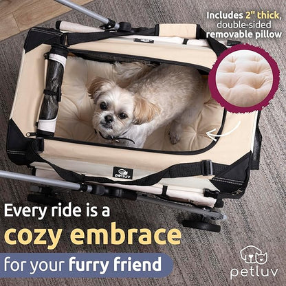 Large Premium Cat Stroller. Fits Up to 2 Cats. Pet Stroller with Top Loading & Side Loading, Soft Sided, Foldable Pet Crate. Includes Super Soft Bed, Vented Windows and Loads of Space