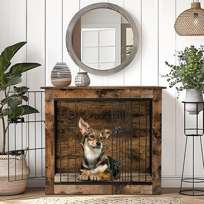 NicBex Small Dog Crate Furniture 27.2" L 30lb, Rustic