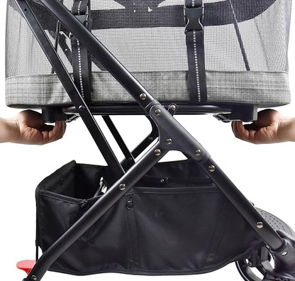 ROODO Dog Stroller Cat Stroller 3-in-1 Multifunctional 4 Wheels Lightweight Foldable Portable Detachble Pet Gear 30lbs Small